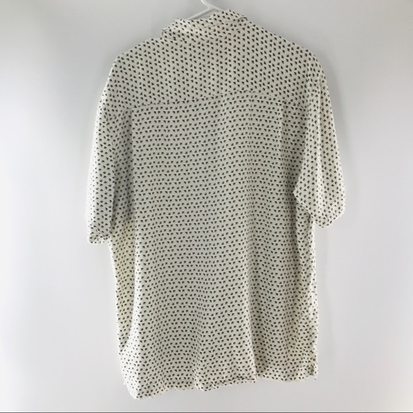 Linea Rosso Signature Cream & Navy Silk Rayon Button Down Shirt - Picture 8 of 8